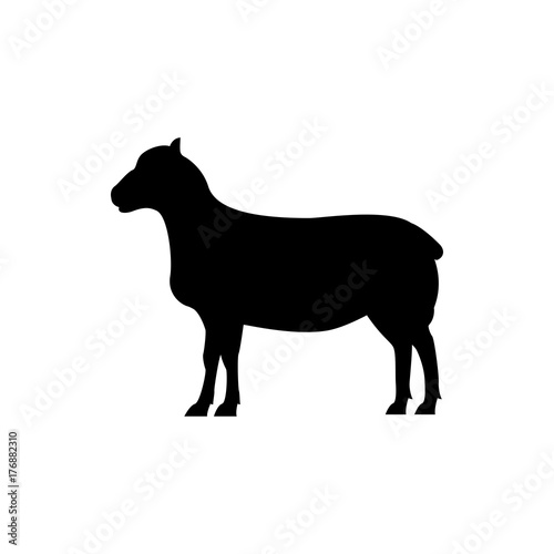 Vector sheep silhouette view side for retro logos, emblems, badges, labels template vintage design element. Isolated on white background