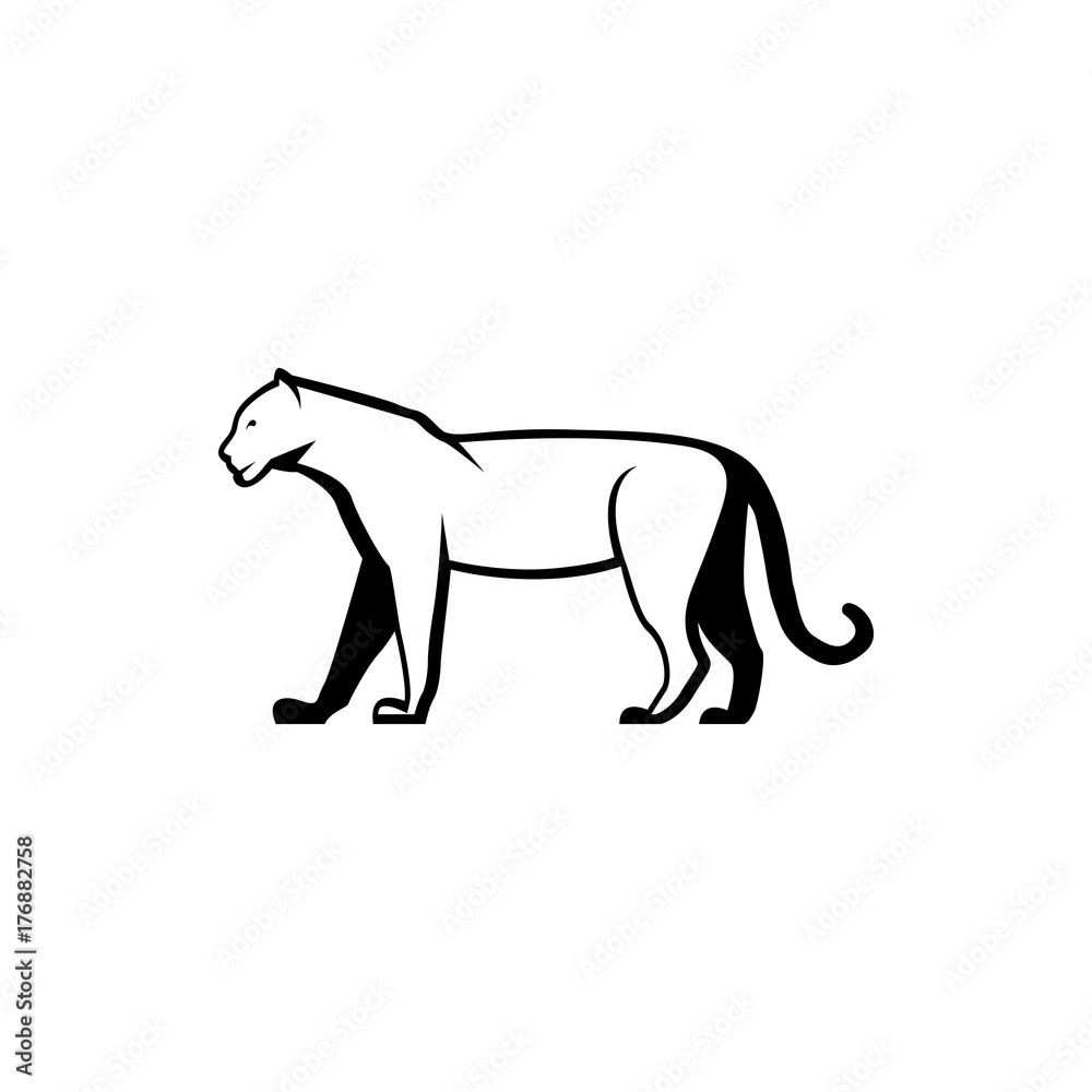 Vector tiger silhouette view side for retro logos, emblems, badges, labels template vintage design element. Isolated on white background Vector tiger silhouette view side for retro logos, emblems, badges, labels template vintage design element. Isolated on white background