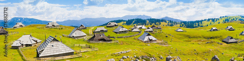 "Velika Planina", which in Slovenian means "great plateau" is one of the most important Slovenian highlands with a particular architecture of wooden huts and barns