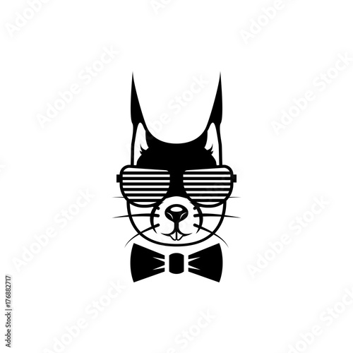 Vector squirrel head, face  for retro logos, emblems, badges, labels template and t-shirt vintage design element. Isolated on white background