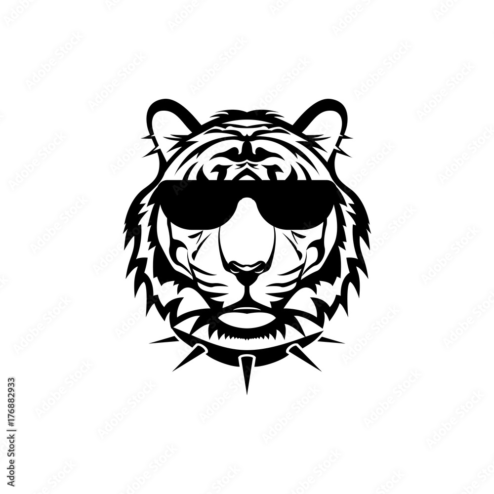 Vector tiger head, face for retro logos, emblems, badges, labels template and t-shirt vintage design element. Isolated on white background Vector tiger head, face for retro logos, emblems, badges, labels template and t-shirt vintage design element. Isolated on white background