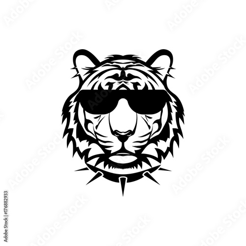 Vector tiger head, face  for retro logos, emblems, badges, labels template and t-shirt vintage design element. Isolated on white background