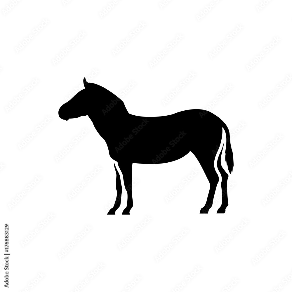 Vector zebra silhouette view side for retro logos, emblems, badges, labels template vintage design element. Isolated on white background