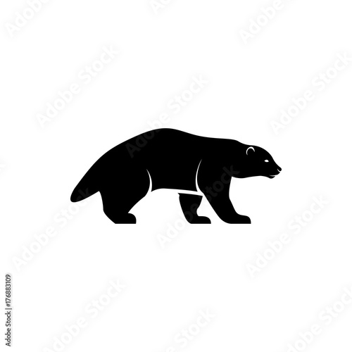 Vector wolverine silhouette view side for retro logos, emblems, badges, labels template vintage design element. Isolated on white background