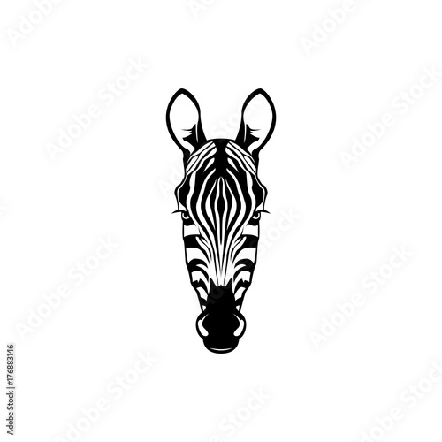 Vector zebra head, face  for retro logos, emblems, badges, labels template and t-shirt vintage design element. Isolated on white background