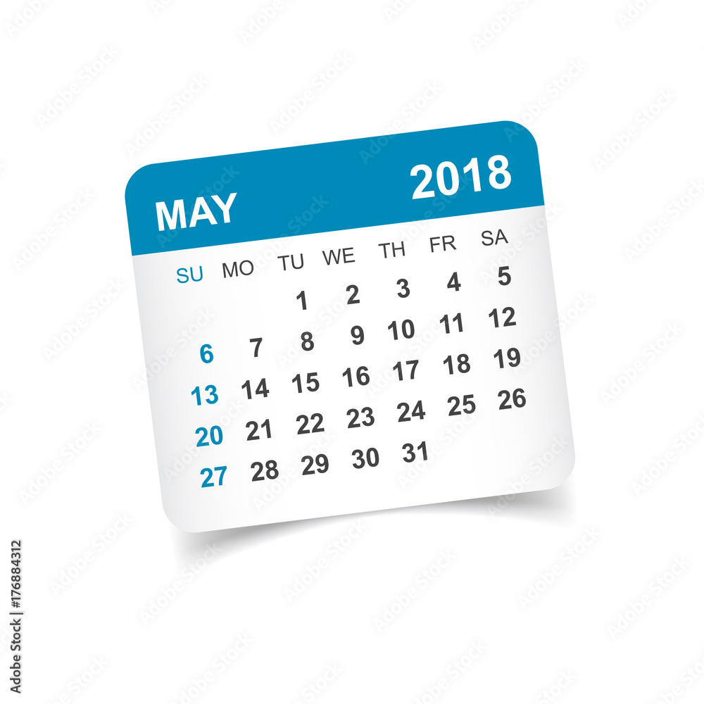 May 18 Calendar Calendar Sticker Design Template Week Starts On Sunday Business Vector Illustration Stock Vector Adobe Stock
