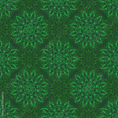 Seamless Mandala Pattern over green