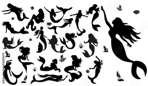 Fotografiet silhouette of a mermaid, collection