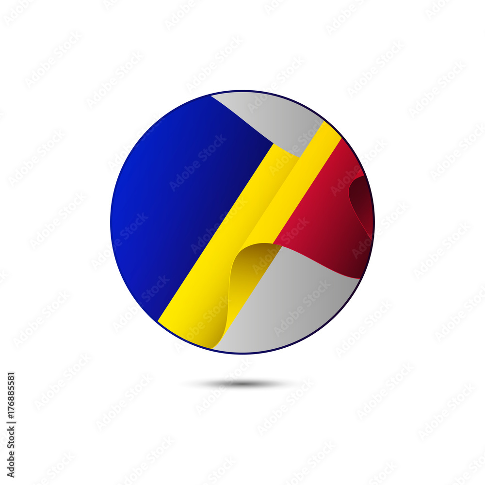 Fototapeta premium Andorra flag button with shadow on a white background. Vector illustration.