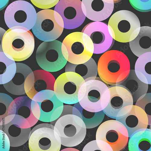 Abstract seamless pattern. Colrful vector background with rings