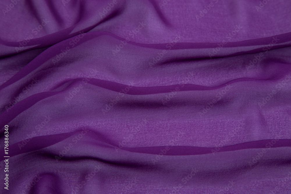 Fototapeta premium purple crumpled rayon on a white base with waves decomposed