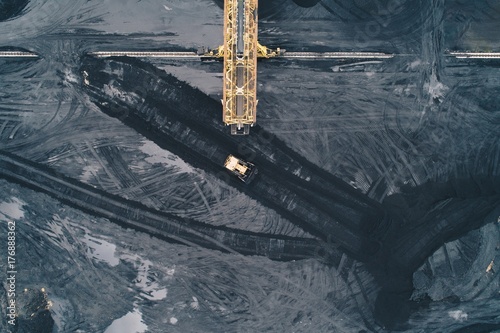 Aerial view of coal mine in Silesia