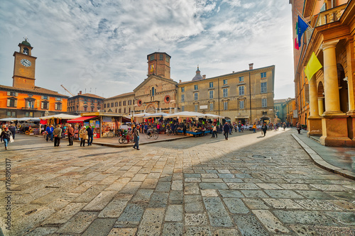 weekly street market in Italy photo