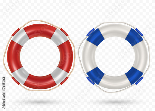 Illustration of lifebuoy ring with rope isolated on transparent background
