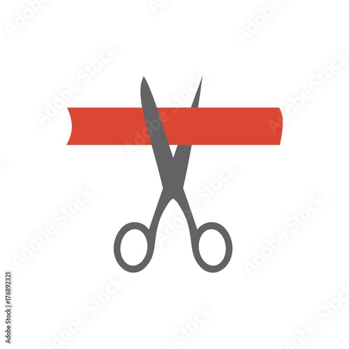 Scissors cut ribbon, cutting red ribbon