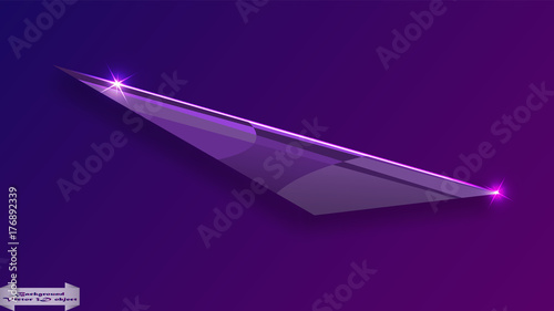 Quiet background. Abstract 3d object is a triangle. In purple and blue tones. Vector image.