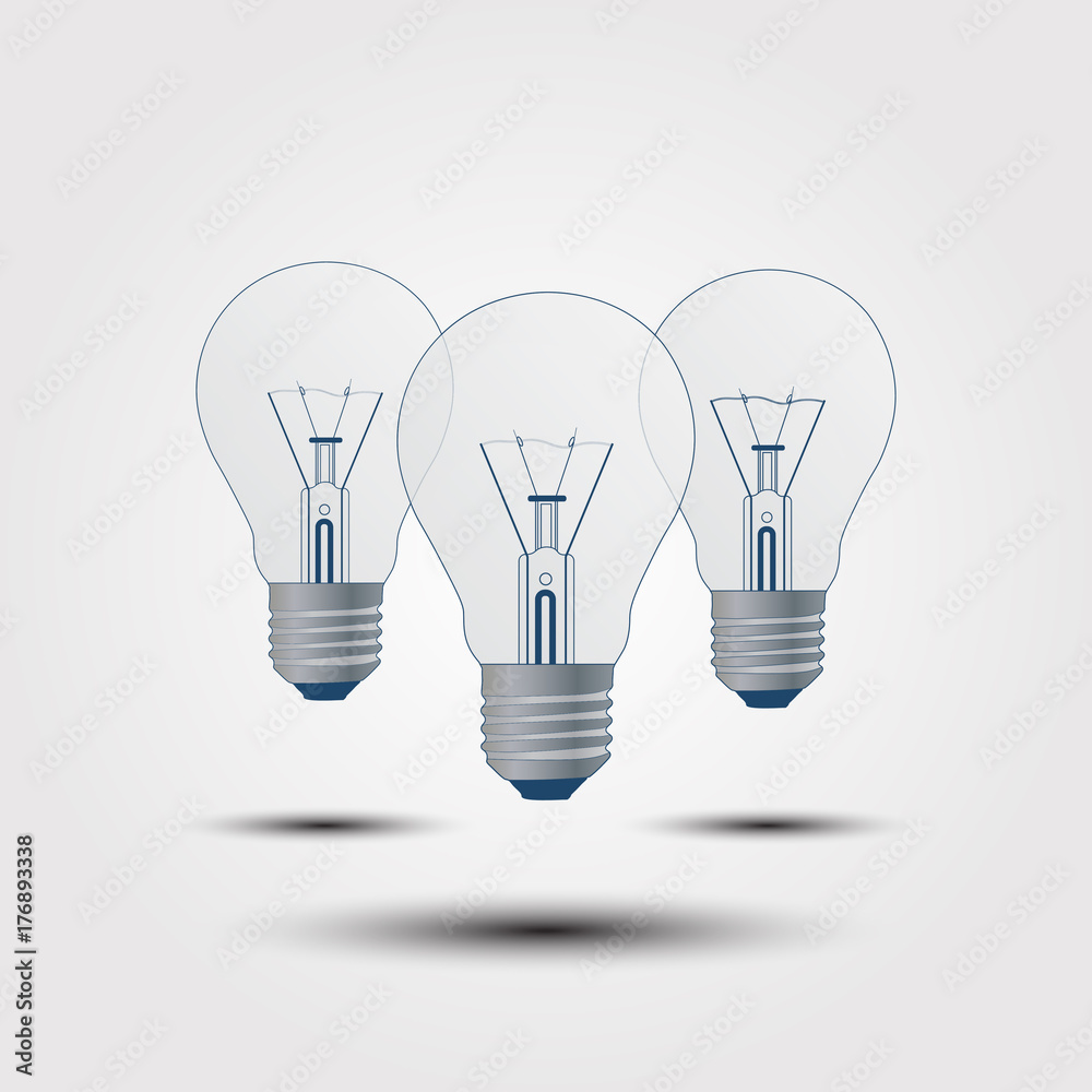With the light bulb on a gray background With the light bulb on a gray background