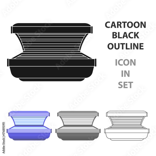 Tanning bed icon in cartoon style isolated on white background. Skin care symbol stock vector illustration.