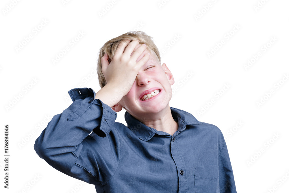 10-year old boy is in stress and having headache 10-year old boy is in stress and having headache