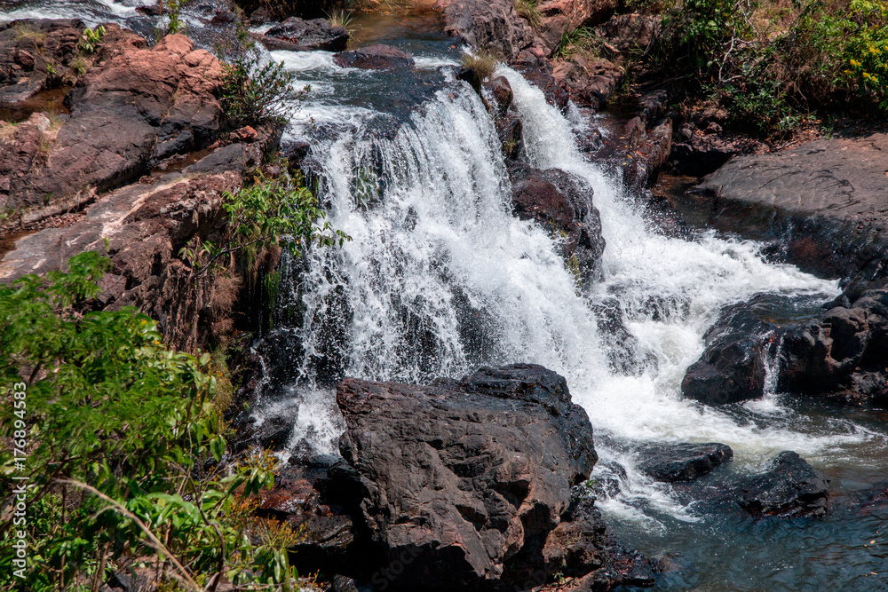 Indaia Waterfalls also Known as Chachoeiro Indaia in the Heart of the Savannas in the State of Goias, Brazil