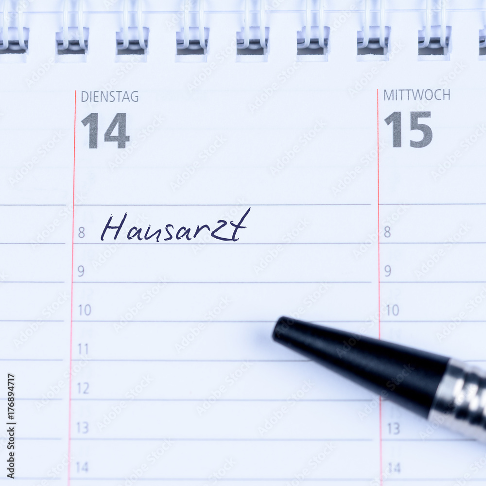 Terminkalender mit Eintrag und Stift - Hausarzt Terminkalender mit Eintrag und Stift - Hausarzt