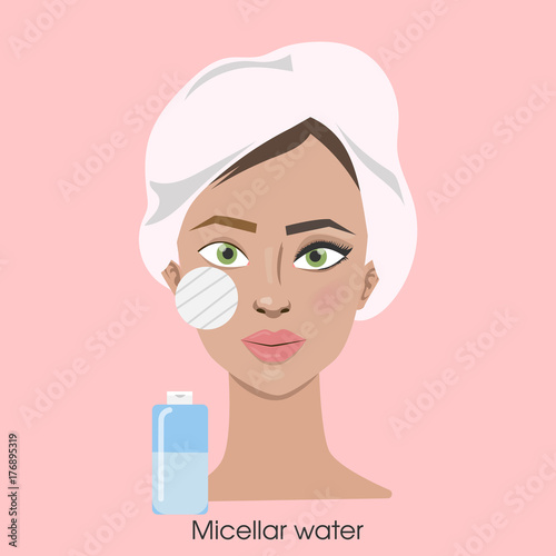 Woman removing make up.