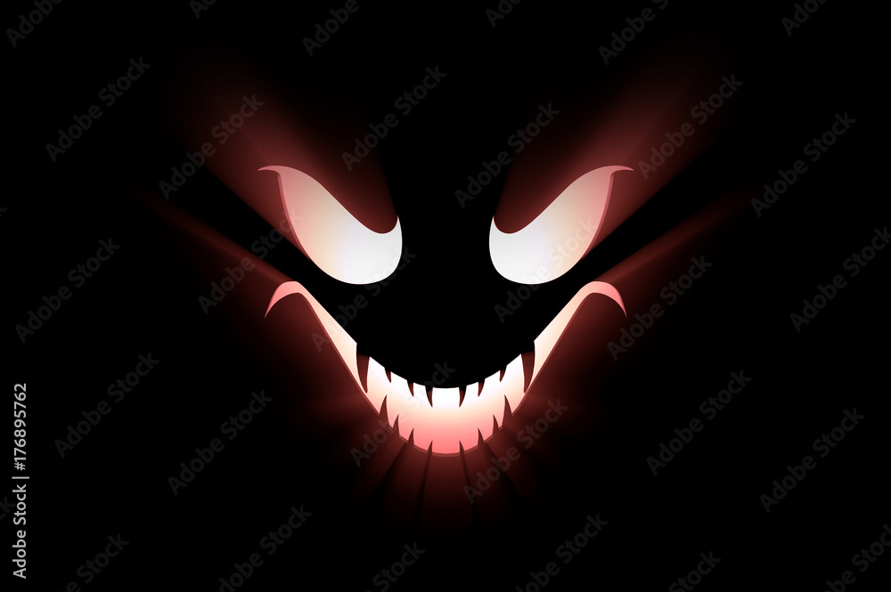 3D illustration of monster face with backside light beams 3D illustration of monster face with backside light beams