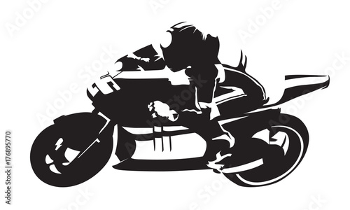 Road motorcycle rider, abstract vector silhouette