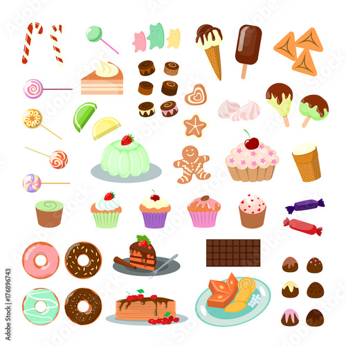 Sweets and candies set.