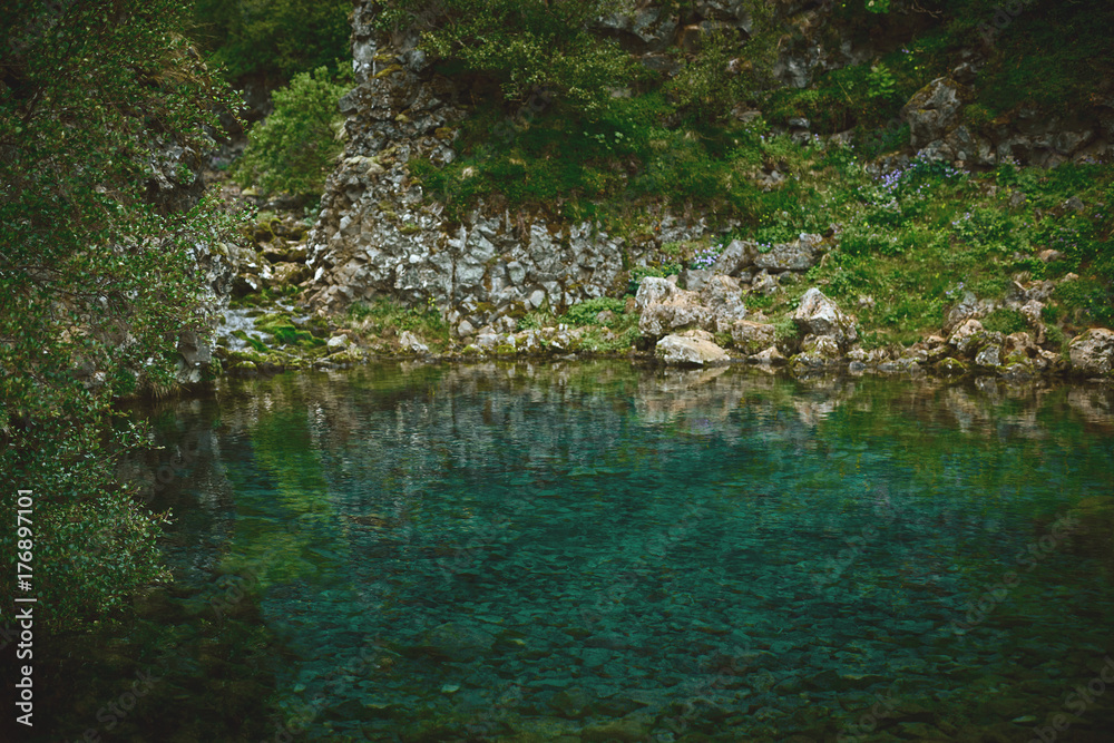 little mountain lake with pure transparent water in Iceland little mountain lake with pure transparent water in Iceland