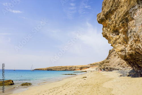 Beach Playa las Coloradas in Morro Jable on Fuerteventura, Spain.