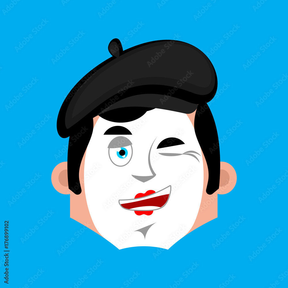 Mime winking emotion avatar. pantomime happy emoji. mimic icon. Vector illustration