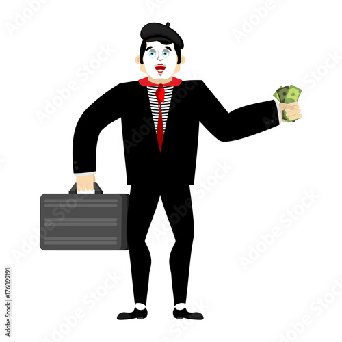 Mime businessman. pantomime boss. mimic buyer and money. Vector illustration