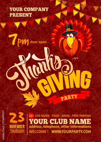 Thanksgiving party poster template