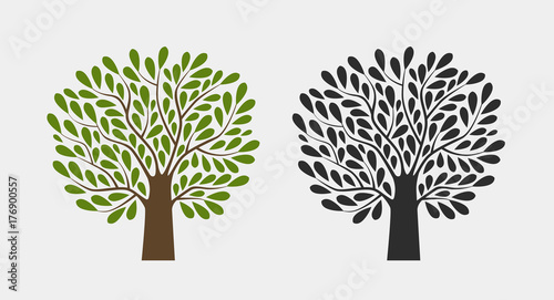 Fototapeta Naklejka Na Ścianę i Meble -  Tree logo or symbol. Nature, garden, ecology, environment icon. Vector illustration