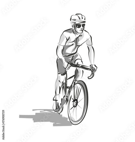 Vector line sketch cyclist