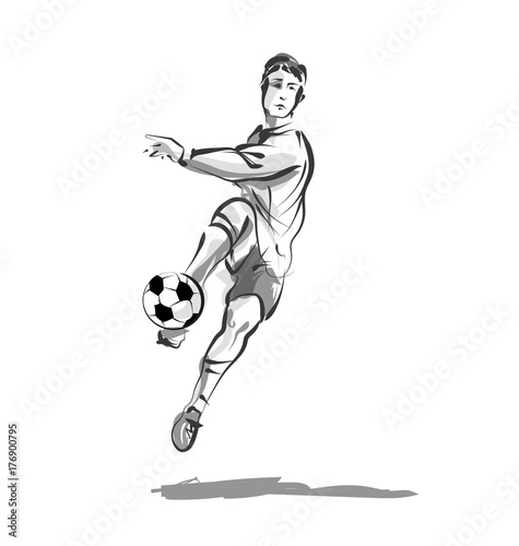 Vector line sketch of soccer player