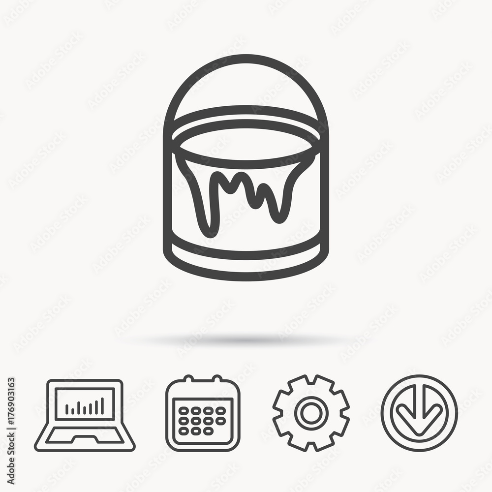 Bucket of paint icon. Painting box sign.