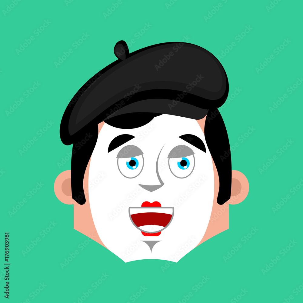 Mime happy emotion avatar. pantomime merry emoji. mimic face. Vector illustration
