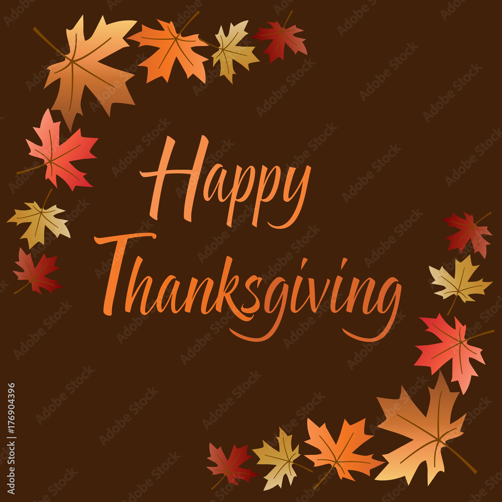 happy thanksgiving with leaves on brown happy thanksgiving with leaves on brown