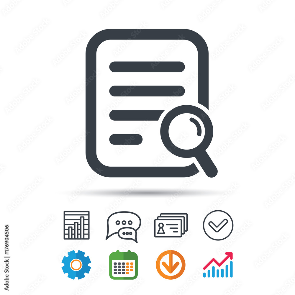 File search icon. Document page with magnifier. File search icon. Document page with magnifier.