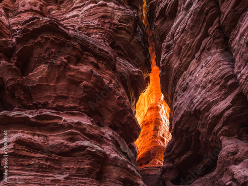 Glowing Sandstone Rock within Crack