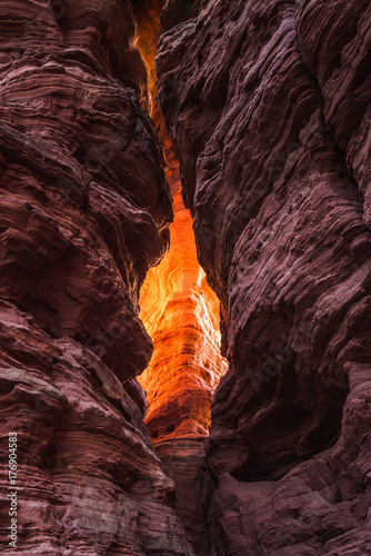 Glowing Sandstone Rock within Crack photo