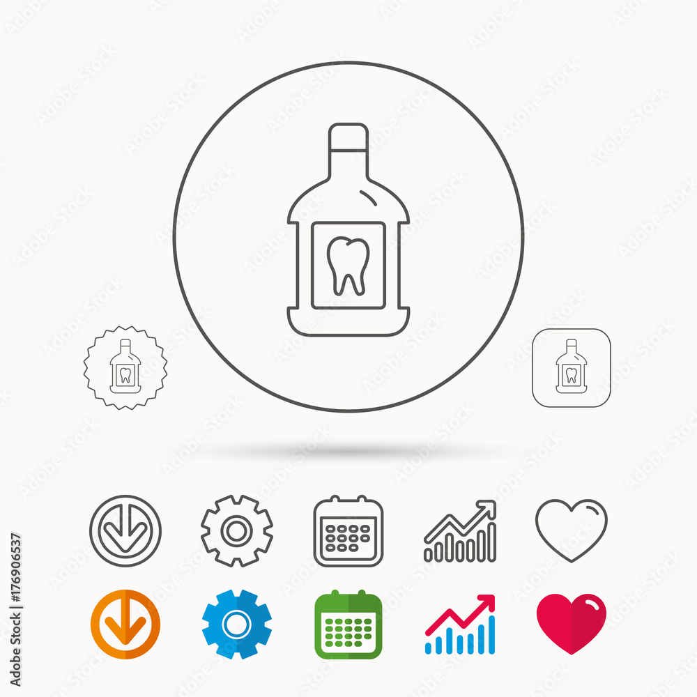 Mouthwash icon. Oral antibacterial liquid sign. Mouthwash icon. Oral antibacterial liquid sign.