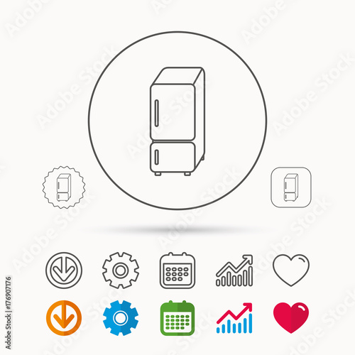 Refrigerator icon. Fridge sign.