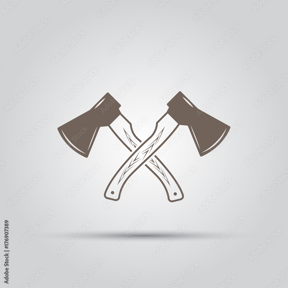 Two crossed hatchets isolated vector elements Two crossed hatchets isolated vector elements