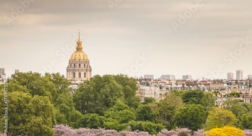 view of the roofs of the Invalides monument from the Place du Trocadero in Paris
