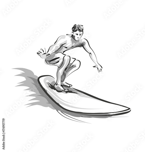 Vector line sketch Surfer