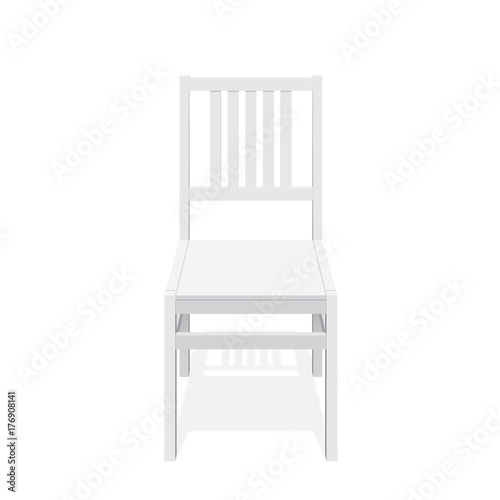 Classic wooden white chair with back. Isolated on white background. Vector illustration