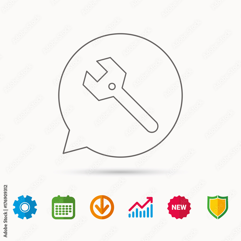 Wrench key icon. Repair tool sign.